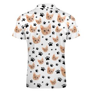 Custom Face Polo Shirt with Zipper Men's Polo Shirt for Pet Lovers