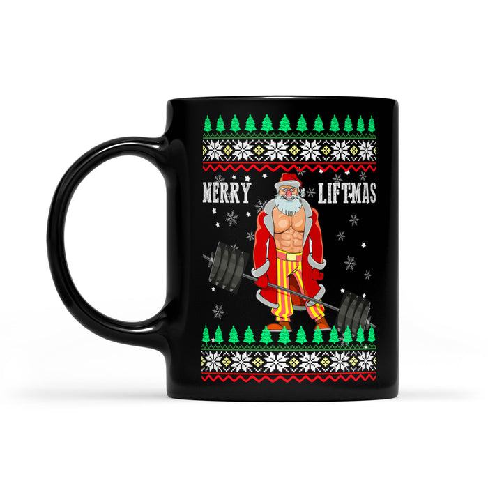 Merry Liftmas Funny Christmas Workout Gift - Fitness Tee  Black Mug Gift For Christmas