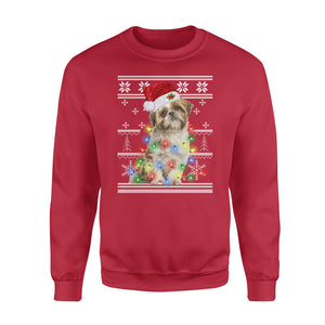 I want a Shih Tzu for my Christmas best gift for love - funny sweatshirt dog lovers christmas ugly sweatshirt