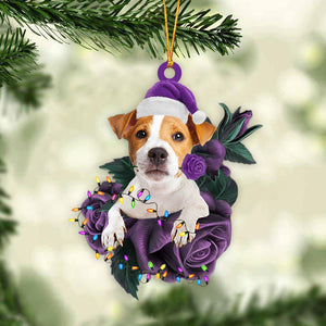 Jack Russell Terrier In Purple Rose Christmas Ornament Christmas Gift To Dog Lovers - Best gifts your whole family