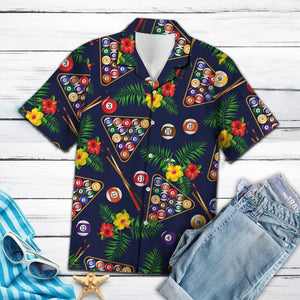 Pool Billiard With Yellow Hibiscus Outstanding Design Hawaiian Shirt, Hawaiian Shirt Gift, Christmas Gift