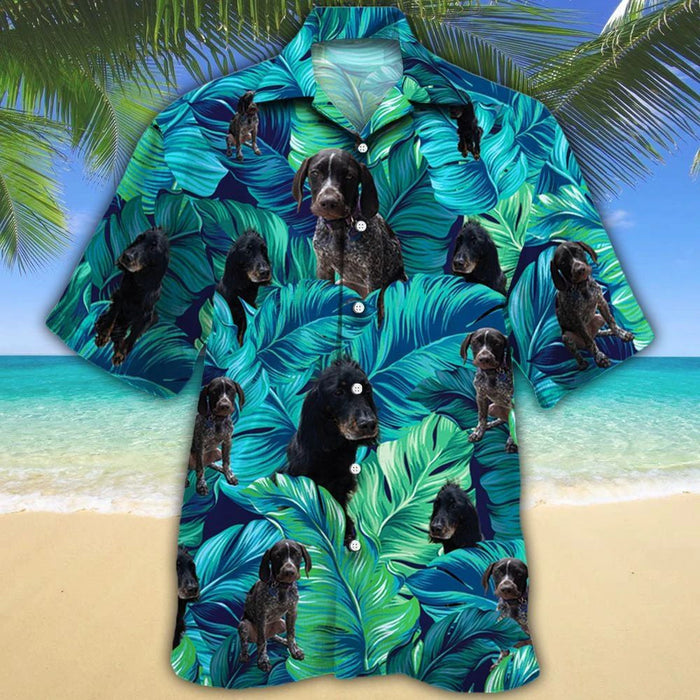 Greta And Bob Blue And Green Tropical Leave Hawaiian Shirt, Hawaiian Shirt Gift, Christmas Gift