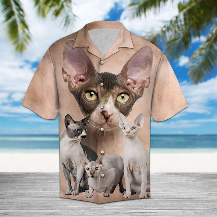 Cool Sphynx Great Cat Portrait Collection Themed Hawaiian Shirt, Hawaiian Shirt Gift, Christmas Gift