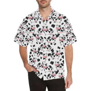 Cute Cow Pattern Men's All Over Print Hawaiian Aloha Shirt Hawaiian, Hwaiian For Gift