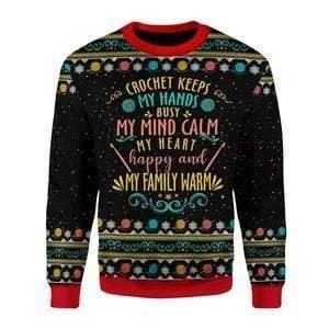 Crochet Keep My Hand Ugly Christmas Sweater, All Over Print Sweatshirt, Christmas Gift, Gift Christmas 2024