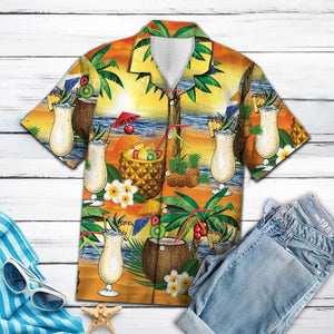 Amazing Summer Paradise Pina Colada Pattern Hawaiian Shirt, Hawaiian Shirt Gift, Christmas Gift