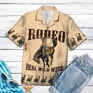 Rodeo Real Wild West Vintage Style Pattern Hawaiian Shirt, Hawaiian Shirt Gift, Christmas Gift