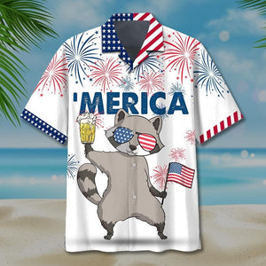 Swag Raccoon Watercolor Design Hawaiian Shirt,Hawaiian Shirt Gift, Christmas Gift