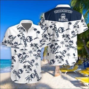 Uconn Huskies Tropical Hawaiian Shirt – Dnstyles, Hawaiian Shirt Gift, Christmas Gift