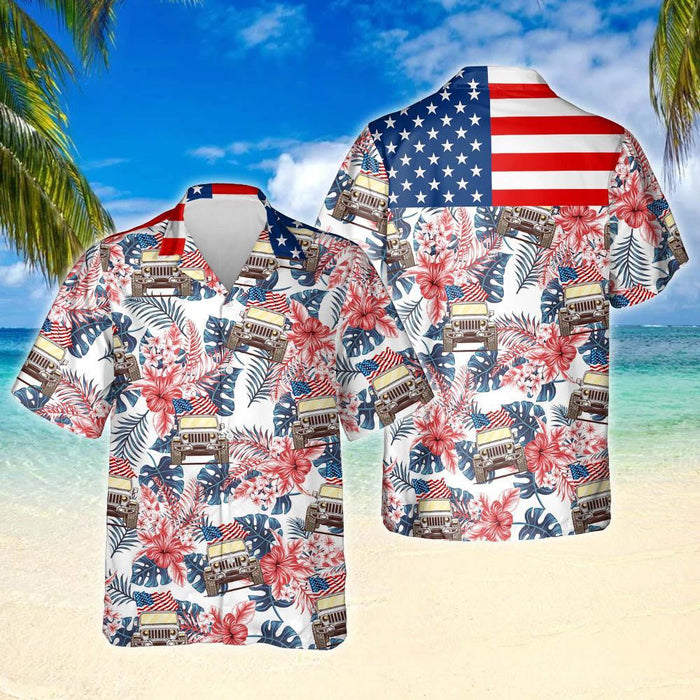 Awesome Jeep American Patriot Design Hawaiian Shirt, Hawaiian For Gift