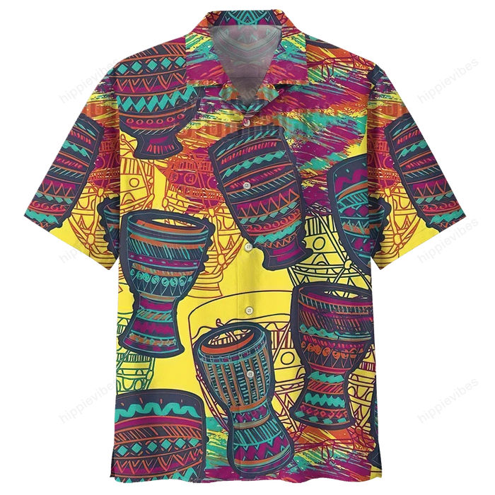 Hand Drawn Mandala Drum Musical Instrument Design Hawaiian Shirt, Hawaiian Shirt Gift, Christmas Gift