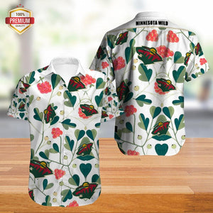 Minnesota Wild Hawaiian Shirt, Hawaiian Beach Shirt Short Sleeve, Hawaiian Shirt Gift, Christmas Gift