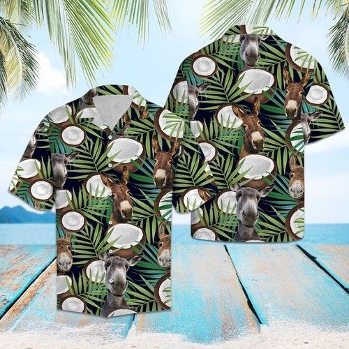 Donkeys Coconut Tropical Hawaiian Shirt Summer_Hawaiian Shirt Gift, Christmas Gift