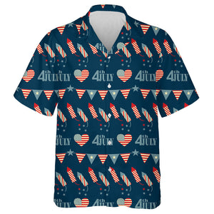 Decorated With Fireworks Triangle Flags For American Independence Day Hawaiian Shirt, Hawaiian Shirt Gift, Christmas Gift