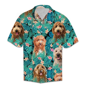 Lovely Goldendoodle In Tropical Leaves Jungle Pattern Hawaiian Shirt, Hawaiian Shirt Gift, Christmas Gift