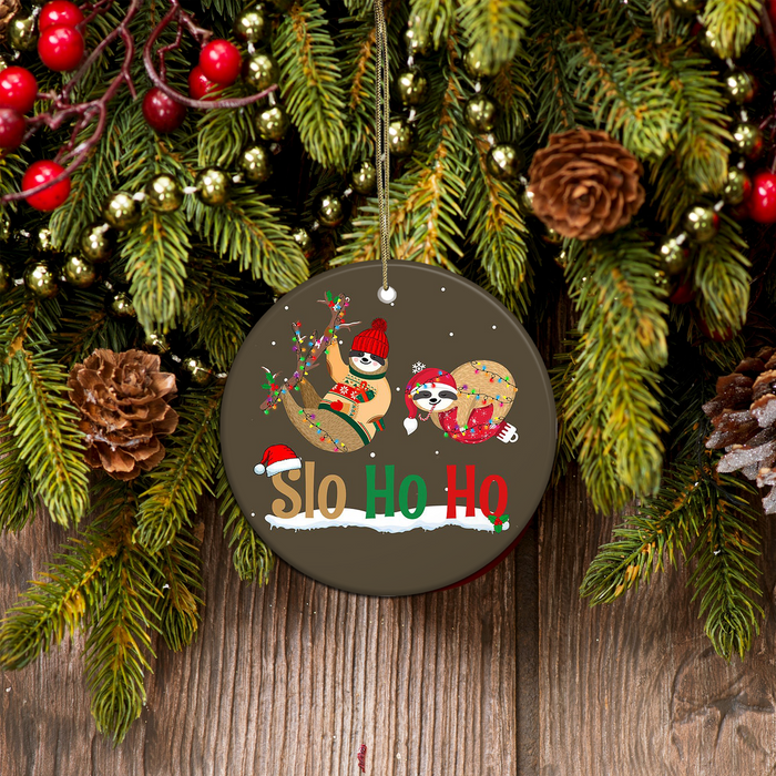 Slo ho ho funny sloth Christmas gift - Funny unique Christmas ceramic ornament Merry Christmas family gift idea