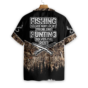 Hunting Design Hawaiian Shirt Fishing Solve All My Problems, Hawaiian Shirt Gift, Christmas Gift