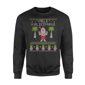 Mele Kalikimaka Hawaiian Santa themed funny sweatshirt gifts christmas ugly sweater for men and women