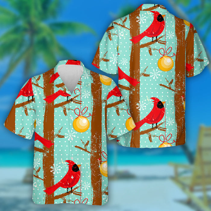 Beautiful Red Cardinal Bird And Ball Hawaiian Shirt, Hawaiian For Gift