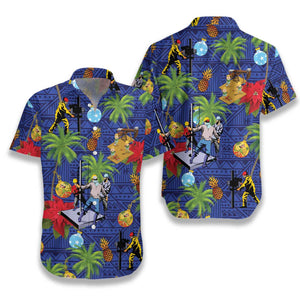 Oil Field Life Blue Pattern Nice Design Hawaiian Shirt , Hawaiian Shirt Gift, Christmas Gift