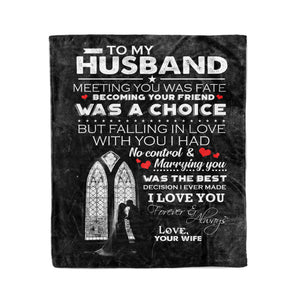 To my husband metting you was fate I love you forever & always couple fleece blanket gifts christmas family blanket