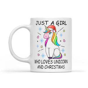 Just A Girl Who Loves Unicorn Christmas.  White Mug Gift For Christmas