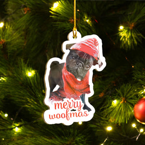 Merry Pugmas Black Pug Ornament Set, Merry Woofmas Ornament Set, Funny Xmas Ornament Family Gift Idea