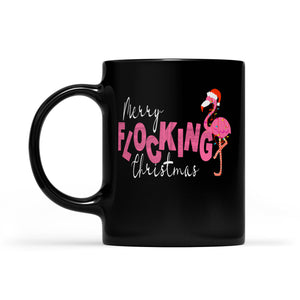 Merry Flocking Christmas.  Black Mug Gift For Christmas