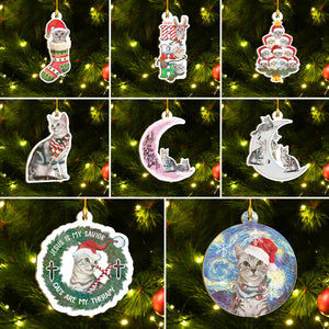 American Shorthair Cat Ornaments Set, Meowy Christmas Ornaments Set, Funny Xmas Ornaments Family Gift Idea For Cat Lover