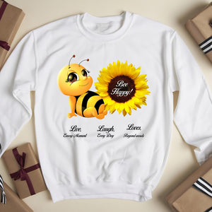 Bee happy! love, laugh,l loves funny sweatshirt gifts christmas ugly sweater for men and women