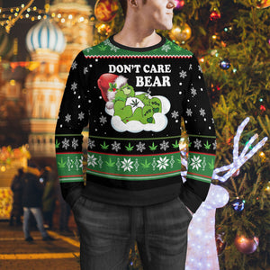 Christmas Weed Don't Care Bear Ugly Sweater Funny Christmas Sweater Gift Idea For Men & Women