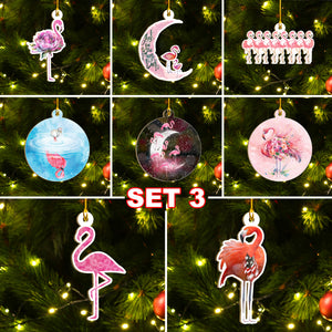 Christmas Flamingo Ornaments Set, Flamingo Ho Ho Ornaments, Funny Christmas Ornament Family Gift Idea For Flamingo Lover