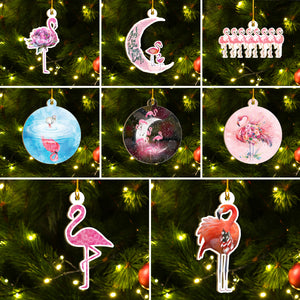 Christmas Flamingo Ornaments Set, Flamingo Ho Ho Ornaments, Funny Christmas Ornament Family Gift Idea For Flamingo Lover