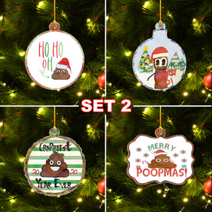 Funny Merry Poopmas Ornaments Set, 2020 Shit Got Real Ornaments Set, Christmas Ornament Family Gift Idea