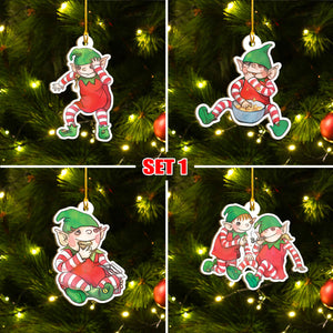 Funny Bad Elf Ornament Set Of 8 & 4, Xmas Dirty Elf Ornament Set, Funny Christmas Ornament Gift Idea