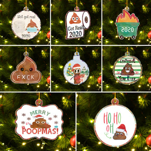 Funny Merry Poopmas Ornaments Set, 2020 Shit Got Real Ornaments Set, Christmas Ornament Family Gift Idea