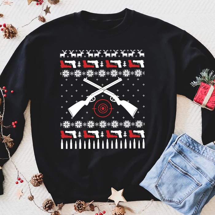 Hunting Christmas gift for gun lovers, hunting lovers funny sweatshirt gifts christmas ugly sweater