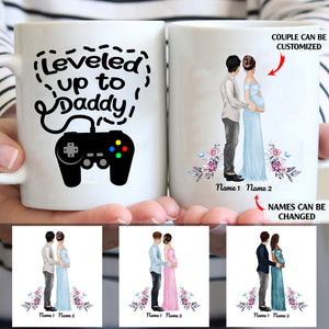 Leveled up to daddy personalised gift customized mug coffee mugs gifts custom christmas mugs