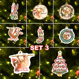 Merry Slothmas Ornaments Set, Funny Sloth Ornaments, Christmas Ornaments Family Gift Idea For Sloth Lover