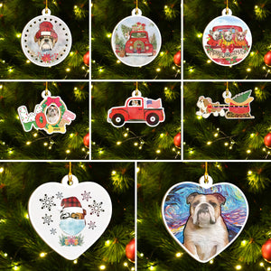 Merry Xmas Bulldog Ornament Set, Merry Woofmas Ornament Set, Funny Xmas Ornament Family Gift Idea For Dog Lover