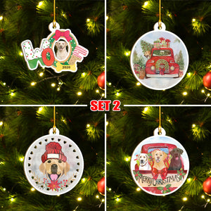 Merry Xmas Labrador Ornament Set, Merry Woofmas Ornament Set, Funny Xmas Ornament Family Gift Idea For Dog Lover