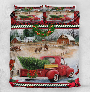 It's The Most Wonderful Time Of The Year Truck Bedding Set, Merry Christmas Bedding Set, Xmas Family Gift Idea