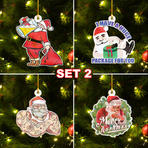 Funny Bad Santa Ornament Set Of 8 & 4, Dirty Santa Ornament Set, Funny Christmas Ornament Gift Idea