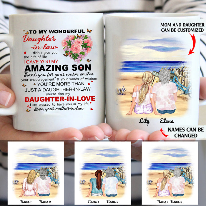 Mother in law to my wonderful daughter in law personalised gift customized mug coffee mugs gifts custom christmas mugs