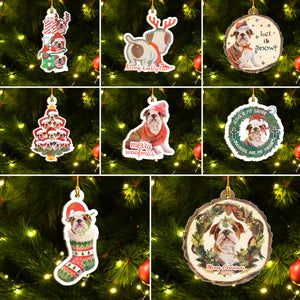 Xmas Bulldog Ornaments Set, Merry Woofmas Ornaments Set, Funny Christmas Ornaments Family Gift Idea For Dog Lover