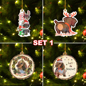 Xmas Dachshund Ornaments Set, Merry Woofmas Ornaments Set, Funny Christmas Ornaments Family Gift Idea For Dog Lover