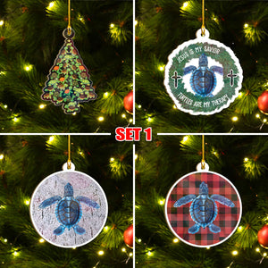 Xmas Turtle Ornaments Set, Merry Christmas Ornaments Set, Funny Christmas Ornaments Family Gift Idea For Turtle Lover