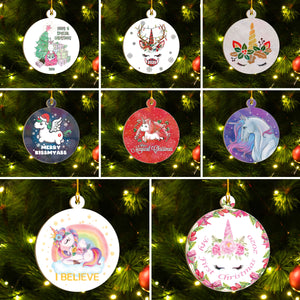 Xmas Unicorn Ornaments Set, Merry Christmas Ornaments Set, Funny Christmas Ornaments Family Gift Idea For Unicorn Lover