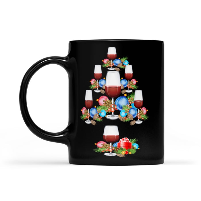 Wine Cup Christmas Tree For Wine Lovers Funny Christmas -  Black Mug Gift For Christmas