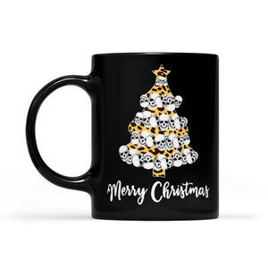 Merry Christmas Funny Skull Leopard Leather Christmas Tree Black Mug Gift For Christmas